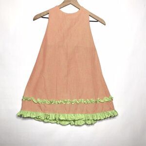 Remember Nguyen Size 6X Girls Dress Orange White Green Blank Ruffle Spring